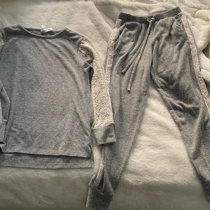 Grey Comfy lounge set with lace sides